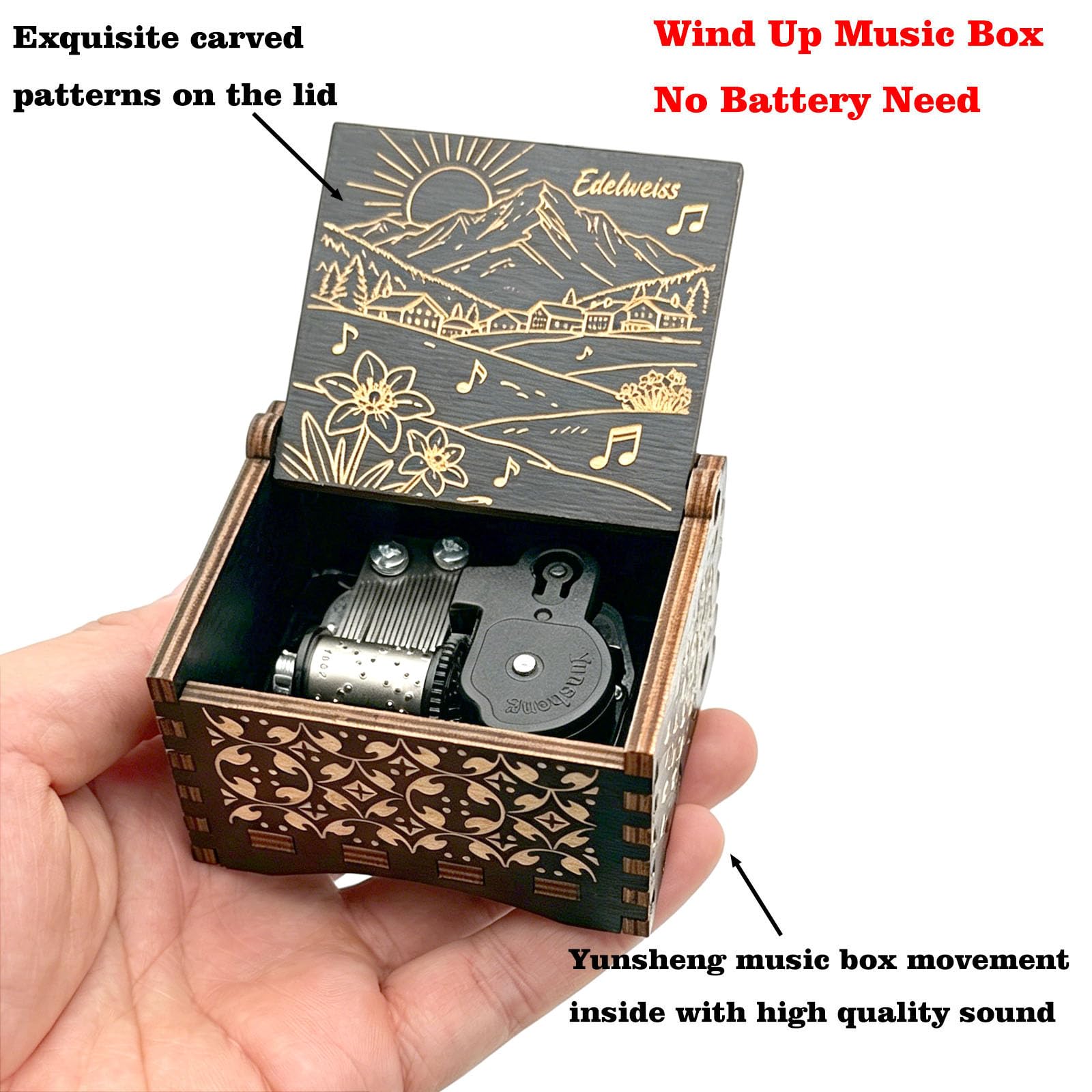 Amazon.com: Pursuestar Edelweiss Wind Up Music Box, Vintage
